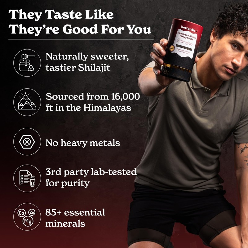 Better Alt Pure Himalayan Shilajit Cinnamon Honey Sticks with Organic