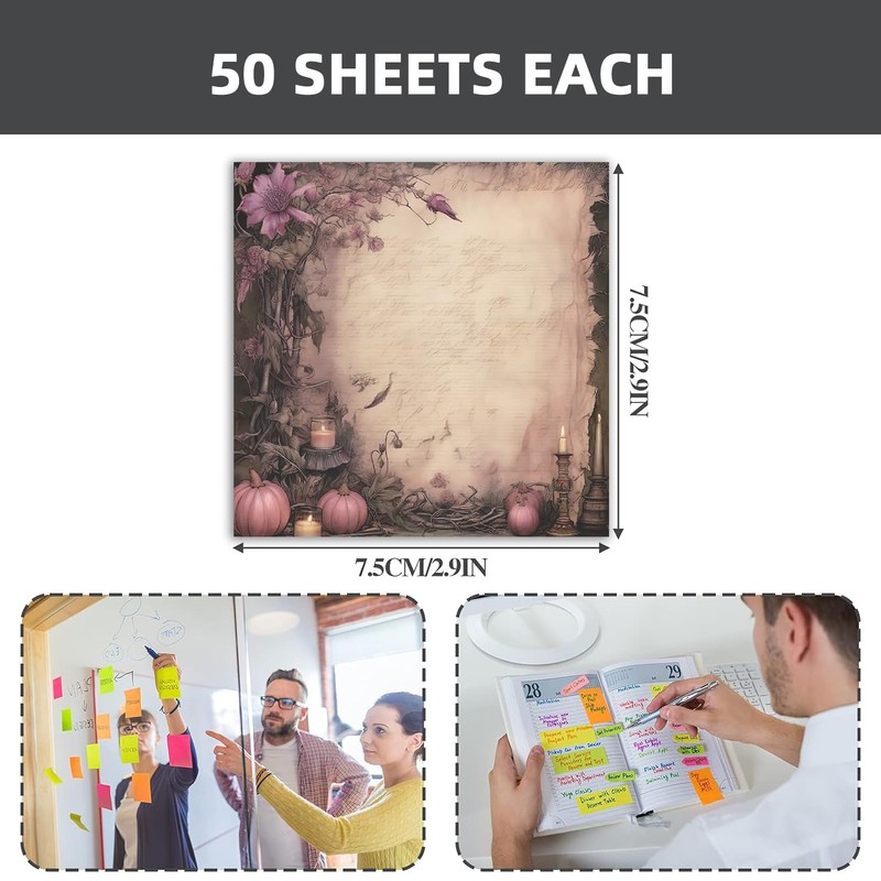RAINBAM Retro 4 Pack/200 Sheets 3x3 inch Sticky Notes Set,