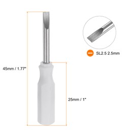 QUARKZMAN SL2.5 Mini Slotted Screwdriver Set Small Screwdriver Set 2.5 mm Magnetic Slotted Head 45 mm Length Precision Mechanic Screwdriver Set for Repair Tool Set, White
