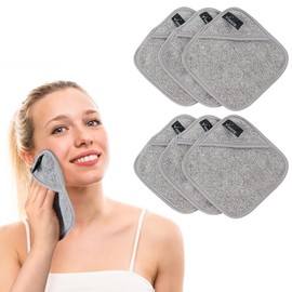 VIVOTE Microfibre Make-Up Cloth, 15 x 15 cm, Make-Up Pads, Washable Make-Up Wipes, Washable, Reusable, Bamboo Microfibre Face Cleansing Cloth, Make-Up Remover Cloth, Grey (Pack of 6)