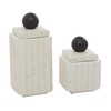 Deco 79 Ceramic Decorative Jars with Black Finial, Set of