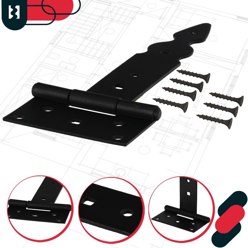KOTARBAU® Cross Hinge T-Hinge Decorative Shutter Hinge Powder Coated Black
