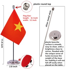 Vietnam Vietnamese Desk Flag Table Flag, Small Mini Vietnam Vietnamese Desktop Flag,Miniature International World Country Flags,Festival Events Celebration,Office decoration
