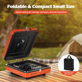 Odoland Portable 2 Burner Camping Stove Propane 2500W Gas Stove Collapsible Backpacking Stove for Indoor Outdoor Cooking Hiking and Picnic