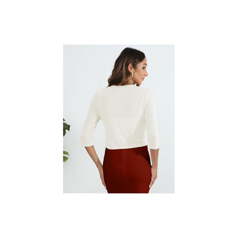 Heymoments Women's Thin Shrugs for Dresses White Large Open Front
