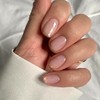 Short Press on Nails French Fake Nails with Gold Glitter
