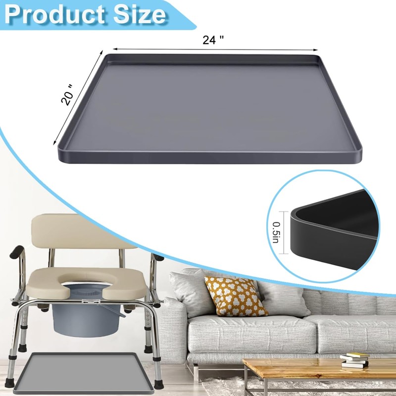 Bedside Commodes Mat Portable Bedside Toilet Mat with Raised Edge,