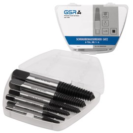 GSR Screw Extractor Set 6 Pieces | Left Extractor No. 1-6 | Screw Extractor Set | Precision Taper Thread | Square Shank According to DIN 10 | For Screws M3-M24
