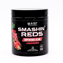 MASF Smashin' Reds Organic Superfood Supplements - 15 Servings - NSF Sport, Super Reds for Digestive Health, Energy, Endurance, Beet Root, Maca, Turmeric, Ginger, Acai, Nitric Oxide Production