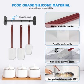 High Heat Resistant Silicone Scraper Spoon Commercial Spatula for Cooking, Rubber Spatula Set of 2 (2 x 13.5'' Spatula)