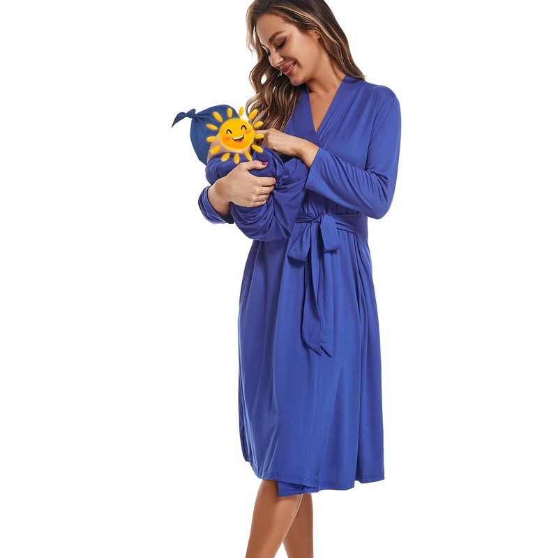 SUFEINI Maternity Mommy Robes with Matching Swaddle Blanket Set, Maternity