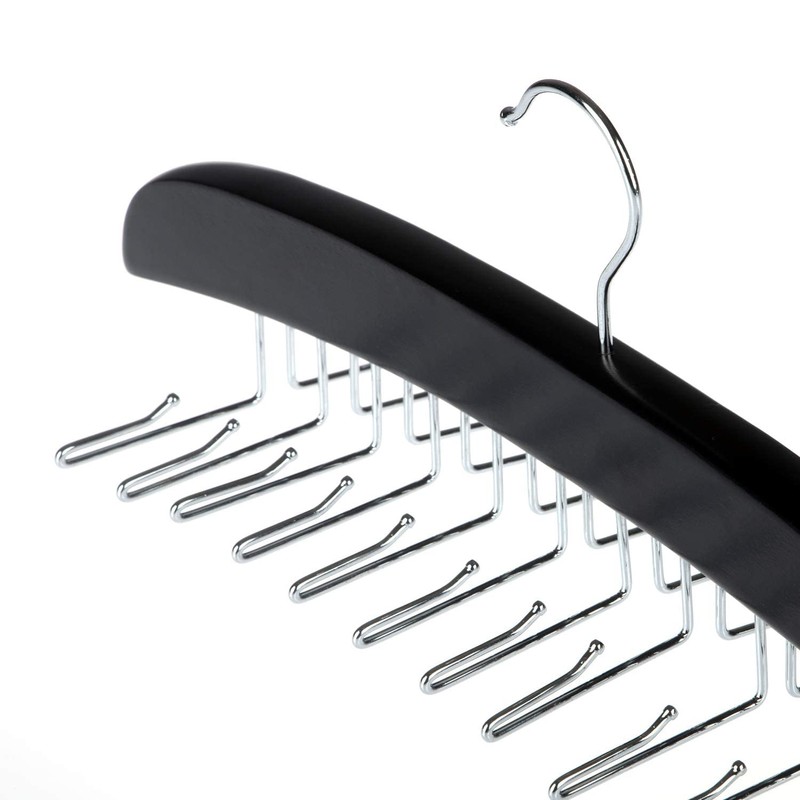 SunTrade Wooden Tie Hanger,24 Tie Organizer Rack Hanger Holder Hook