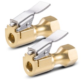 AstroAI Air Chuck, Heavy Duty Closed Flow Lock On Tire Chuck with Clip for Inflator Gauge Compressor Accessories, Yellow, 1 Pack