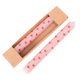 Boltze Stabkerze Lilin (2-tlg., rosa/rot, 20 cm, aus Wachs, mit Herzen, verspieltes Design, Stabkerze, Kerze, rosa Kerze, Deko) 2056798