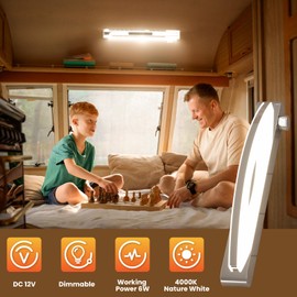 Bonlux 12V RV Vanity Light Fixture with Rotating Dimmable Switch, 16 inch Luxury Decorative Acrylic LED Bathroom Mirror Light 12V RV Wall Sconces Fixture for RV, Caravan, Marine, Boat, Motorhome, Home