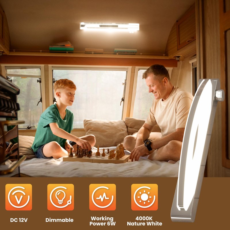 Bonlux 12V RV Vanity Light Fixture with Rotating Dimmable Switch,