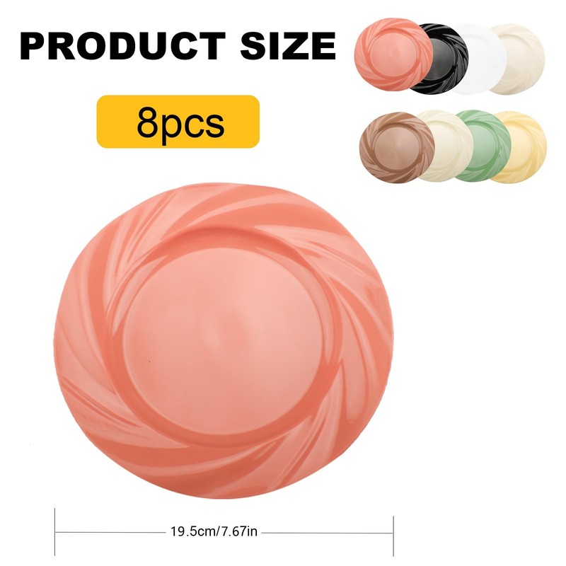 imposyu Pack of 8 Pasta Plates, Dessert Plates, 8 Colours,