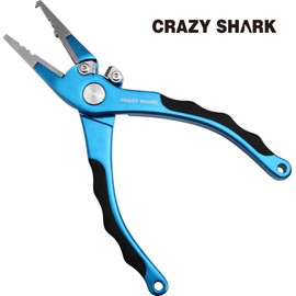 Crazy Shark Aluminum Fishing Pliers Hook Remover with Sheath and Lanyard Dark Blue