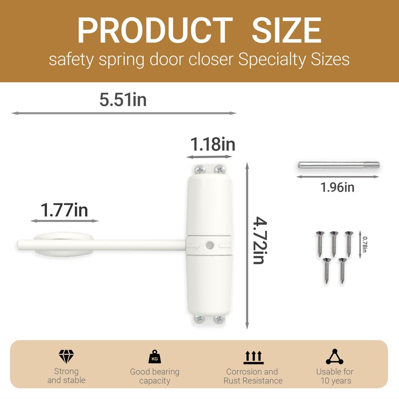 LuleyjorDoor Closers,zinc Alloy Lasts 10 Years,2pcs10 Minute Installation,Automatic Safety Spring