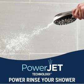 Waterpik ShowerClean Pro Hand Held Shower Head High Pressure Rinser With Built-in Power Jet -Wash, Shower -Cleaner In Brushed Nickel, QCM-769ME