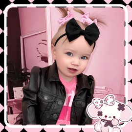 Baby Girl Bows Valentines Headbands Red Love Heart Hairbands 4.5'' Hair Bow Elastic Nylon Hairbands Hair Accessories for Newborn Infant Toddler 3Pcs