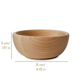 Creative Deco Wooden Bowl Wooden Bowl Unpainted Wood Decorative Bowl Diameter 12 x 6 cm Round Decorative Bowl Wood Perfect for Nuts and Fruit