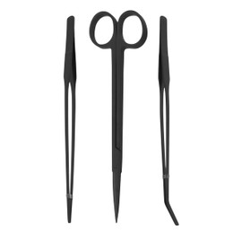 Mandala Crafts Black Stainless Steel Aquascape Tools Kit - Aquascaping Tools Aquarium Tweezers Tongs Aquarium Scissors for Aquarium Plants Fish Tanks - Terrarium Tools