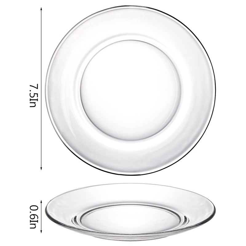 WUWEOT 8 Pack Glass Dessert Plates, 7.5" Clear Salad and