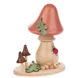 Drechslerei Kuhnert - Smoke Figurine, Smoking Mushroom, Approx. 14 cm, Made in Germany (Sandhäubling)
