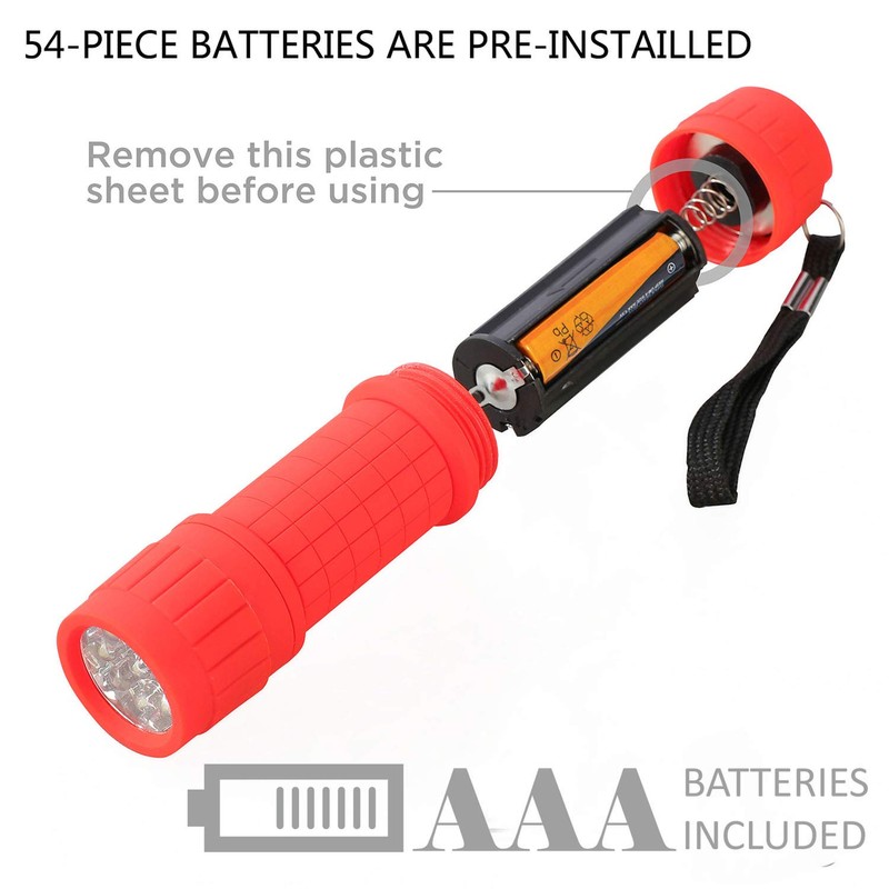 FASTPRO 18-Pack, 9-LED Mini Flashlight Set, 54-Pieces AAA Batteries are
