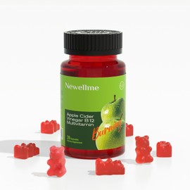 NEWELLME Apple Cider Vinegar Gummies B12 Multivitamin -ACV Supplement Gummy Vitamins, Energy & Detox | Vegan, Non-GMO & Gluten-Free (30)