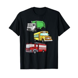 Garbage Trucks School Buses Fire Trucks Lover for Boys Kids T-Shirt