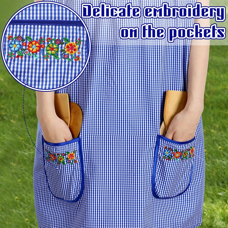 Coume Traditional Mexican Apron for Women with Pockets Kitchen Apron