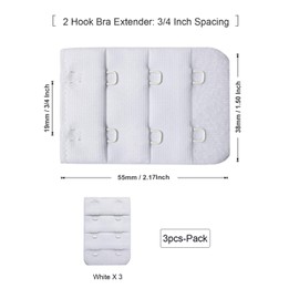 SUREMATE Bra extender 2 hook/3 hook/4 hook plus size bra strap extender bra band extension strap for Women-3pcs (2 Hook-White, Bra extender)