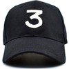 UTOWO Number 3 Baseball-Cap White 3 Embroidered Dad Hat Black