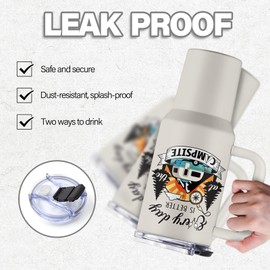 Uibunoo Gift Idea for Campers, Campsite Tumbler with Handle, 40 Oz Stainless Steel Camp Tumbler, Camper Gifts for Campers Women Men, Camping Lovers, Gifts for Fathers Day