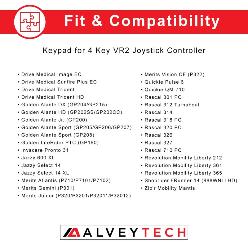 AlveyTech Keypad for 4 Key VR2 Joystick Controller - Pad