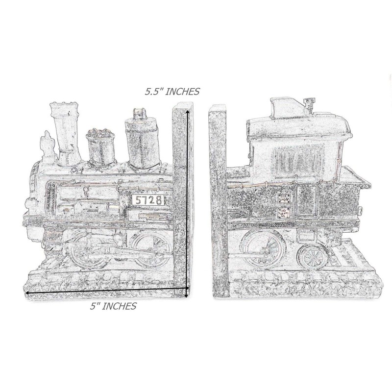 Bellaa 20928 Train Bookends Steam Locomotive Engine 6 Inch