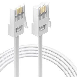 HAWAKA 1PC BT Telephone Cable,5M White BT Male to Male Telephone Wire,6P4C Plug Phone Cable for Home & Office