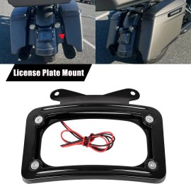 Unbranded Black Curved License Plate Frame LED Light Fit For Harley Street Glide 2010-2023