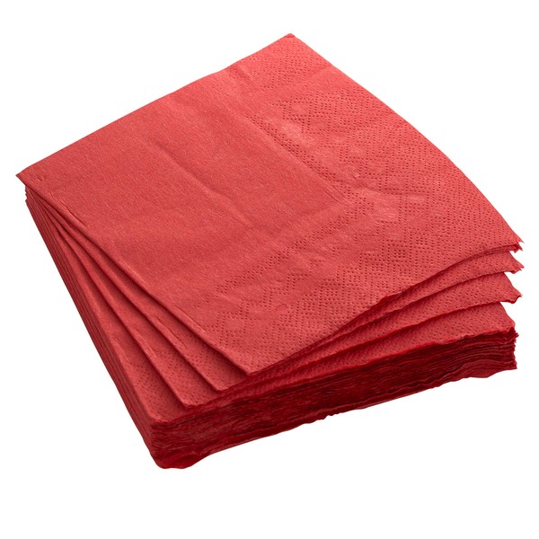 Exquisite 300 Pack of Beverage Paper Napkins The 2 Ply Party Napkins are Highly Absorbent and Available in a Wide Range of Vibrant Colors - Red Napkin.