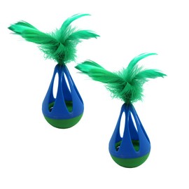 Playology Cat Toy Set 2-Pack Wobblers | Feather-Topped Cat Toy Gift Set | Interactive Toy for Cats | Engaging Indoor Playtime