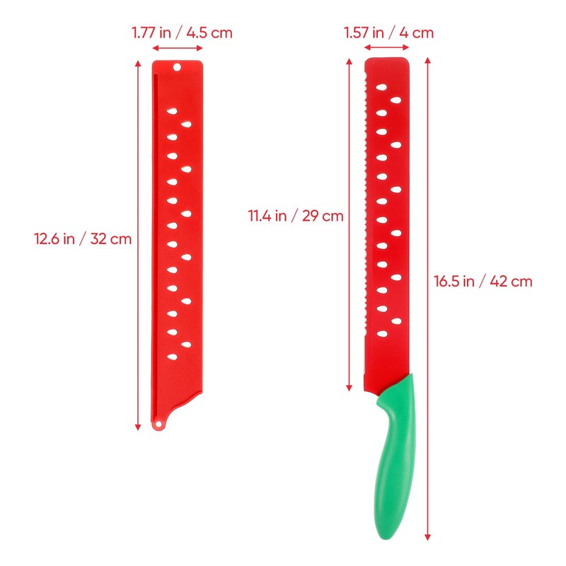 DECHOUS Watermelon Knife with Sleeve: Long Serrated Watermelon Knife for