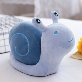OUKEYI 14.9 Inches Cute Cartoon Snail Doll Plush Toy Children?s Birthday Gift Big Snail Pillow Doll (blue)