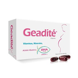Geadité | Vitaminas Prenatales | Fórmula patentada completa de Vitaminas, Minerales, Ácido Fólico, Omega 3, DHA | 30 Cápsulas de Gelatina Blanda