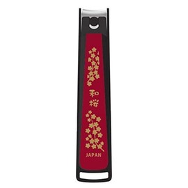 Kai Corporation KE0501 Japanese Style Nail Clipper (Japanese Cherry Blossom), Curved Blade with Stopper Case, Made in Japan
