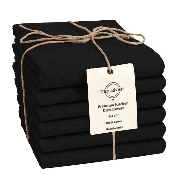 Threadvista 100% Cotton Waffle Kitchen Towels Set of 6 -