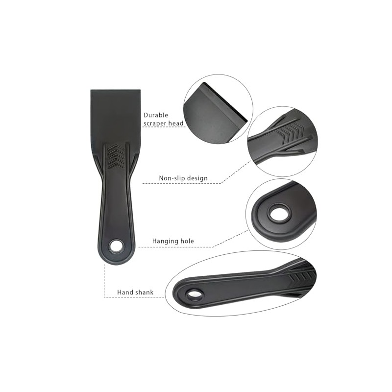 6 Pack Plastic Putty Knife Set, 2" Flexible Paint Scraper