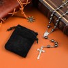 Herdear Black Rosary Beads Catholic Crucifix Necklace for Men Women