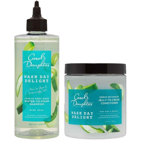 Carol's Daughter Wash Day Delight Sulfate Free Clarifying Shampoo and Deep Conditioner Gift Set with Aloe and Micellar - Best for Curly, Natural, and Textured Hair – Detangle and Moisturize